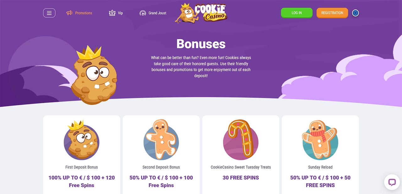 cookie casino bonuses