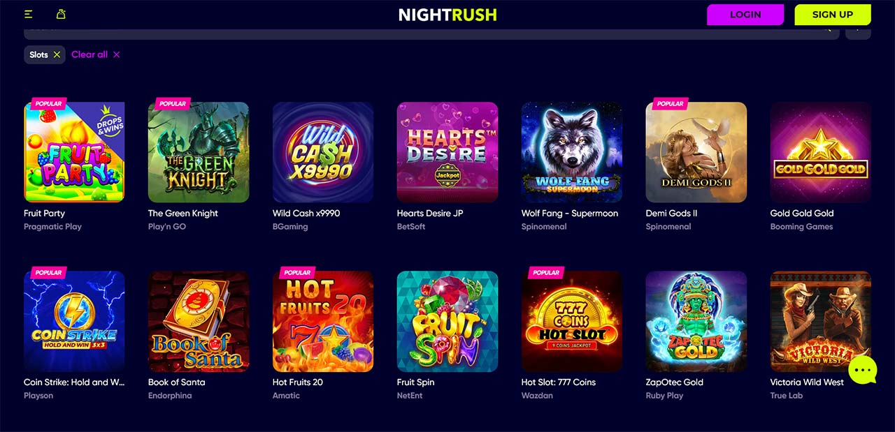 nightrush casino slots